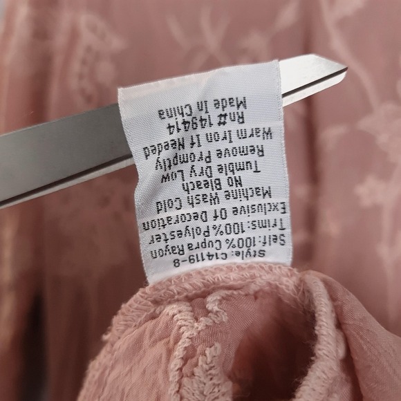 Johnny Was Tunic Shirt Womens XS Pink Embroidered Boho Peasant Top Floral Lace - Picture 16 of 16